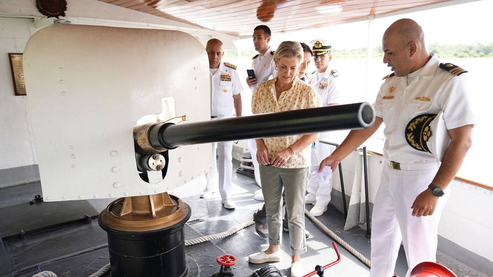 Duchess of Edinburgh tours world's oldest river gunboat, built in UK, during Peru visit