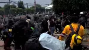 Riot police clash with protesters at World Cup opening ceremony