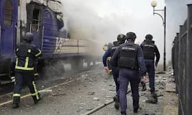 Russia launches drone strike on Ukrainian train after officials' visit Russia launches drone strike on Ukrainian train after officials' visit